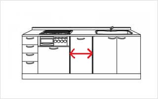 新規設置の場合は、下記2点のお写真とビルトイン食器洗い乾燥機の設置予定場所の横幅をお測りください。